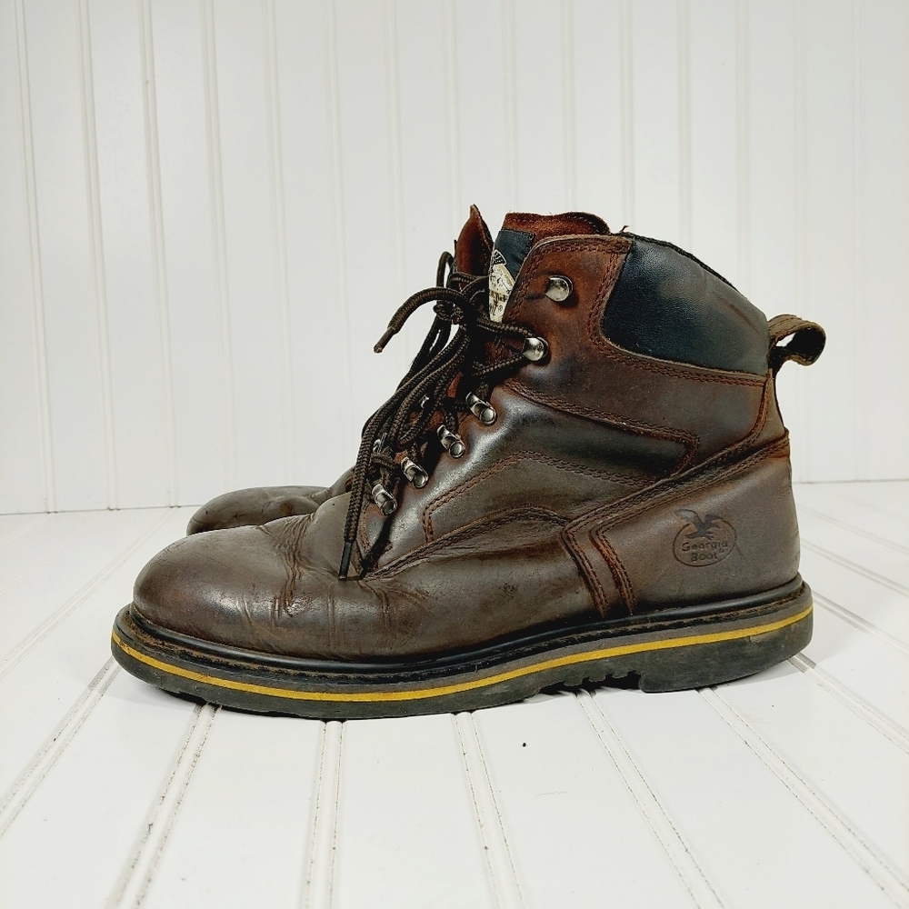 Georgia Boot Brown Leather Lace Up Hiking Shoes H318
